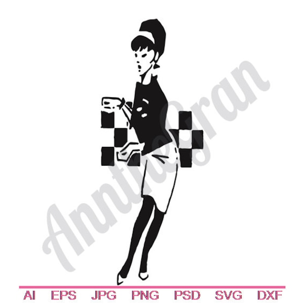 SKA Woman Dancer Svg, Dxf, Eps, Png, Jpg, Vector Art, Clipart, Cut File, Skank Svg, Punk Rock Girl Svg, Two Tone Checkerboard Motif Svg