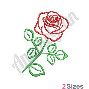 Red Rose Outline - Machine Embroidery Design, Valentine&#39;s Day Rose Embroidery Pattern, Love Rose Silhouette Embroidery Design