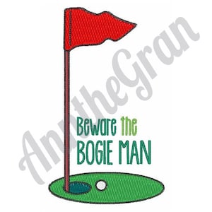 Golf vlag Bogey borduurwerk ontwerpen. Machineborduurontwerp. Pas op voor draaistelman die 'ontwerp' zegt. Golfbalpatroon. Golfbogeypatroon