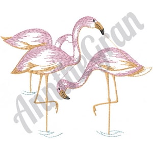 Flamingo Birds Embroidery Design. Machine Embroidery Design. Flamingos Embroidery Pattern.