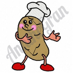 Potato Chef Embroidery Design. Machine Embroidery Design. Potato Embroidery Design. Character Embroidery Design. Cook Embroidery Design