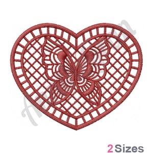 Butterfly Heart Embroidery Design. Machine Embroidery Design. Lace Heart Embroidery Pattern. Butterfly Embroidery Pattern. Valentines Design