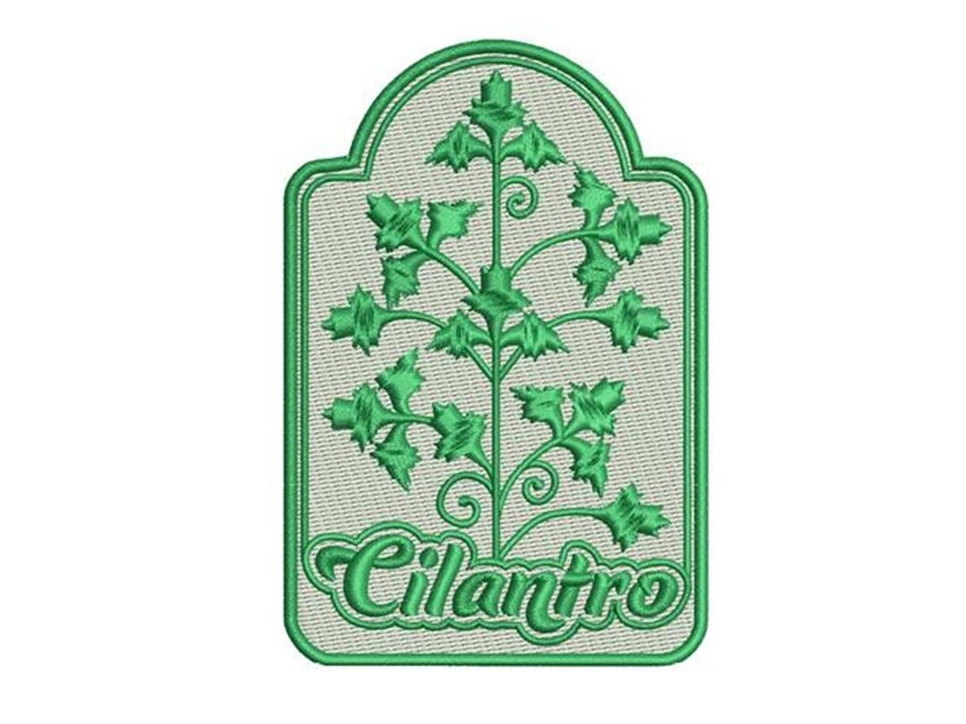 Cilantro Leaves Label - Machine Embroidery Design, Culinary Herb ...