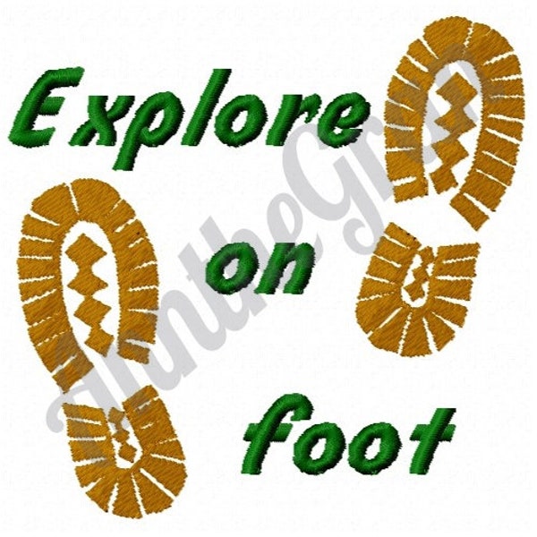 Explore Footprints - Machine Embroidery Design, Explore On Foot Embroidery