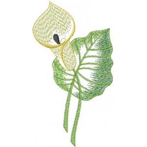 Calla Lily - Machine Embroidery Design. White Lily Embroidery Pattern. Lily Flower Leaf Embroidery Design