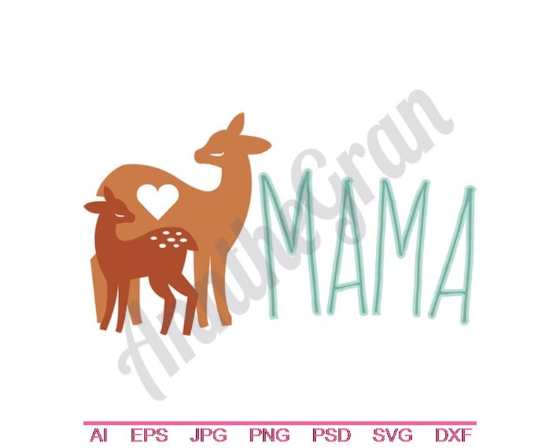 Download Baby Deer & Mother Svg Dxf Eps Png Jpg Vector Art | Etsy