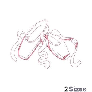 Outlined Ballerina Shoes - Machine Embroidery Design - 2 Sizes, Ballet Dancer Shoes Embroidery Pattern,  Pointe Shoes Embroidery Design