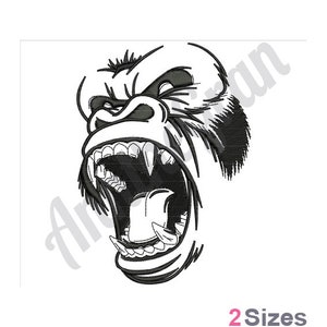 Fierce Gorilla - Machine Embroidery Design. Gorilla Head Embroidery Pattern. Gorilla Outline Embroidery Design
