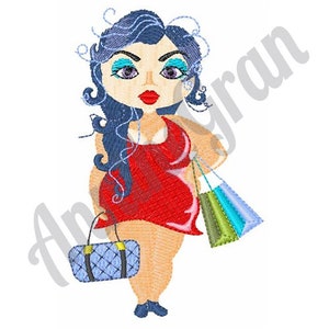 Shopping Woman Embroidery Design. Machine Embroidery Design. Shopping Lady Pattern. Shopping Bags Design. Shopper Girl Embroidery Design