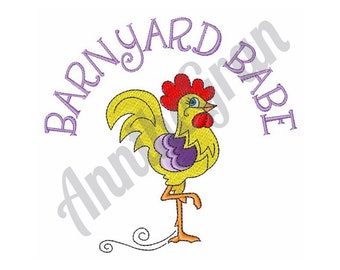 Barnyard Babe Embroidery Design. Machine Embroidery Design. Rooster Embroidery Pattern. Proud Farm Rooster Design. Barnyard Bird Embroidery