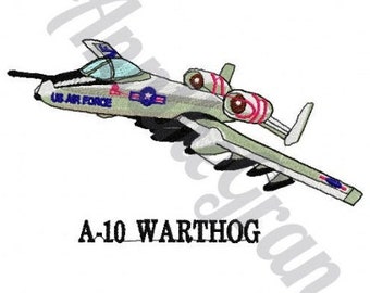 A-10 Warthog Embroidery Design. Machine Embroidery Design. Military Plane Embroidery. A10 Warthog Warplane Pattern. Military Plane Pattern