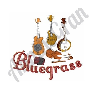 Bluegrass Music Instruments Embroidery Design. Machine Embroidery Design. Bluegrass Embroidery Design. Musical Instrument Pattern