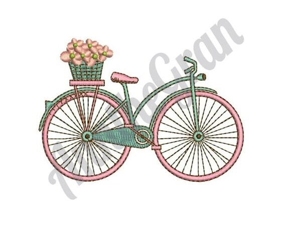 Blumenkorb Vintage Fahrrad Design Stickdatei Etsy