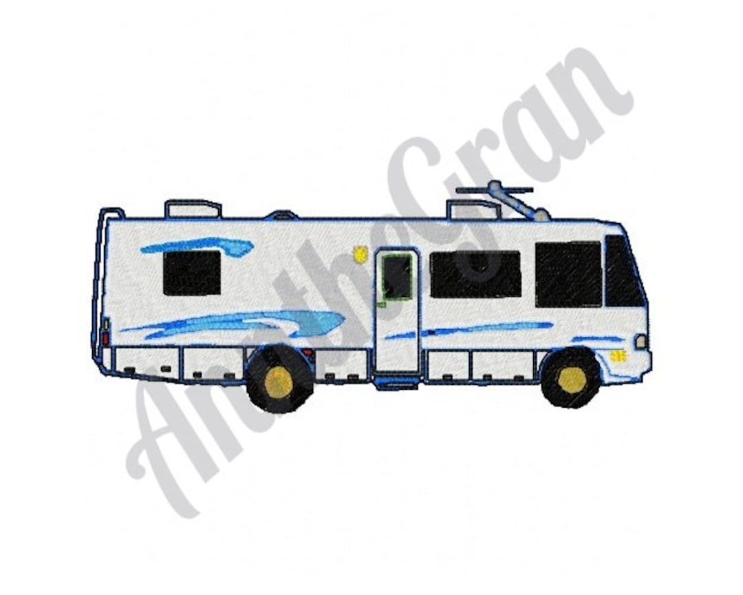 Recreational Vehicle Machine Embroidery Design. RV Trailer Embroidery