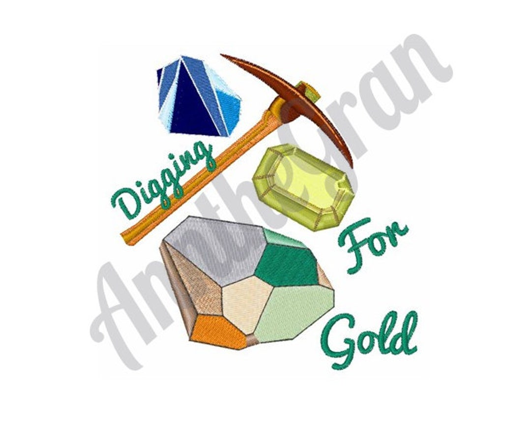 Gold Mining Embroidery Design. Machine Embroidery Design. Digging for