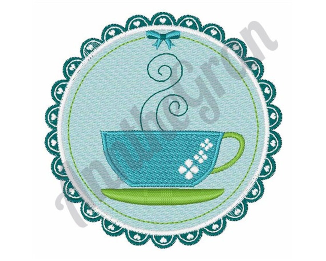 Tea Cup Embroidery Design. Machine Embroidery Design. Tea Etsy