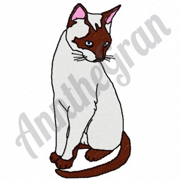 Siamese Cat Embroidery Design. Machine Embroidery Design. White Siamese Cat Embroidery Pattern. Siamese Kitten Embroidery Design. Cat Design