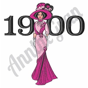 Victoriaanse dame borduurwerk ontwerpen. Machineborduurontwerp. Vrouwenpatroon uit de jaren 1900. Mode dame ontwerp. Gedecoreerd hoge hoedenpatroon met bloemen