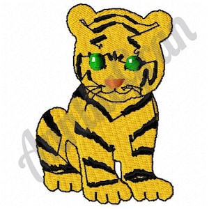 Disegno da ricamo a forma di tigre. Disegno da ricamo a macchina. Schema da ricamo a forma di tigre. Schema da ricamo a forma di tigre. Piccolo cucciolo di tigre.