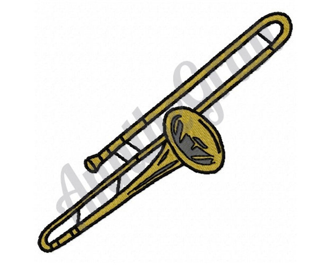 Trombone Machine Embroidery Design. French Trombone Embroidery Pattern