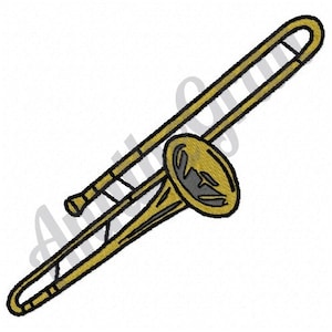 Trombone - Machine Embroidery Design. French Trombone Embroidery Pattern. Musical Instrument Embroidery Design