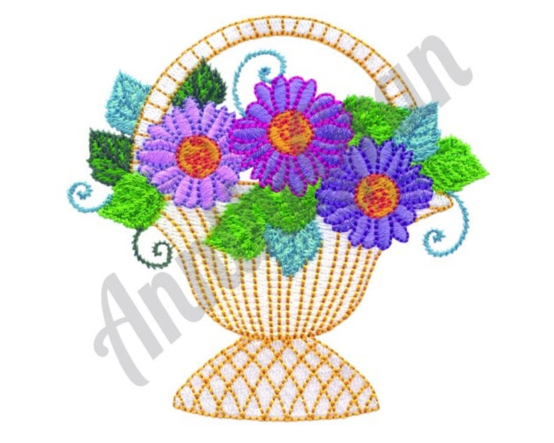 Flower basket embroidery design machine embroidery design  etsy uk Flower basket embroidery design machine embroidery design  etsy uk