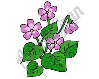 African Violets Embroidery Design. Machine Embroidery Design. Floral Embroidery Pattern. Saintpaulia Flower Embroidery Pattern
