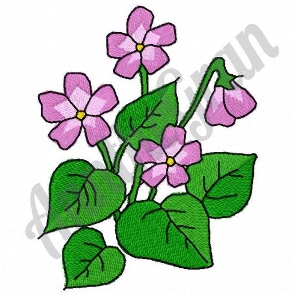 African Violets Embroidery Design. Machine Embroidery Design. Floral Embroidery Pattern. Saintpaulia Flower Embroidery Pattern