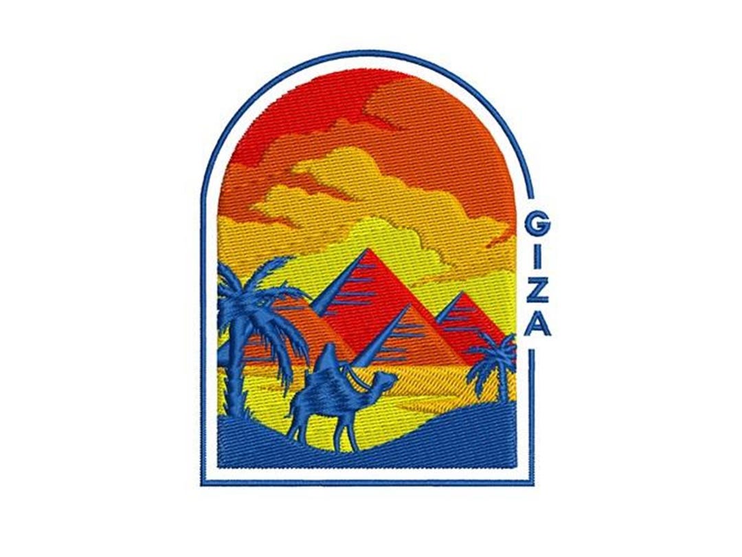 Pyramids Embroidery Pyramids of Giza Sunset - Machine Embroidery Design, Great Pyramid of ...