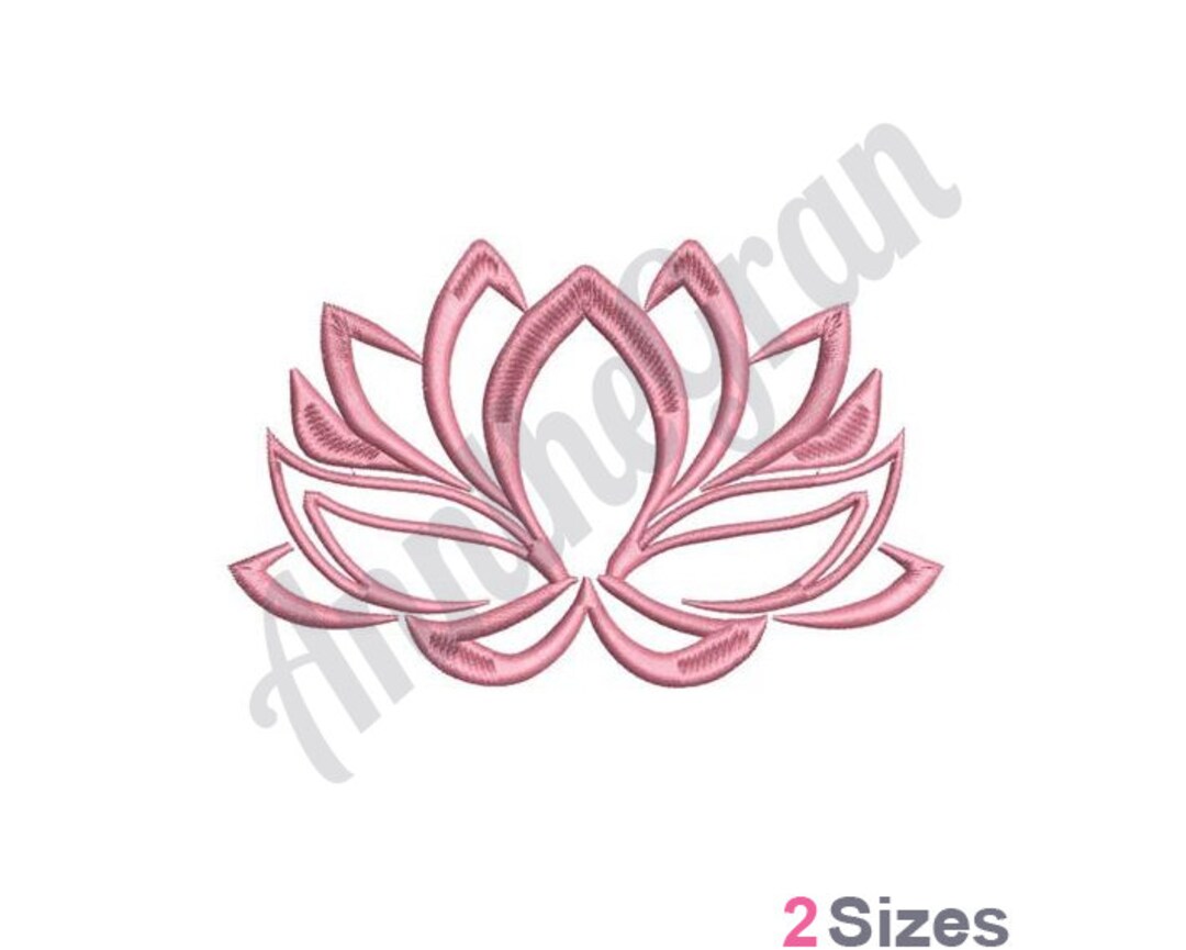 Water Lily Outline Machine Embroidery Design 2 Sizes, Lotus Flower