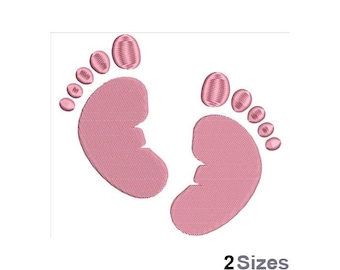 Pink Baby Feet - Machine Embroidery Design - 2 Sizes, Baby Girl Feet Embroidery Pattern, Child Footprints Embroidery Design