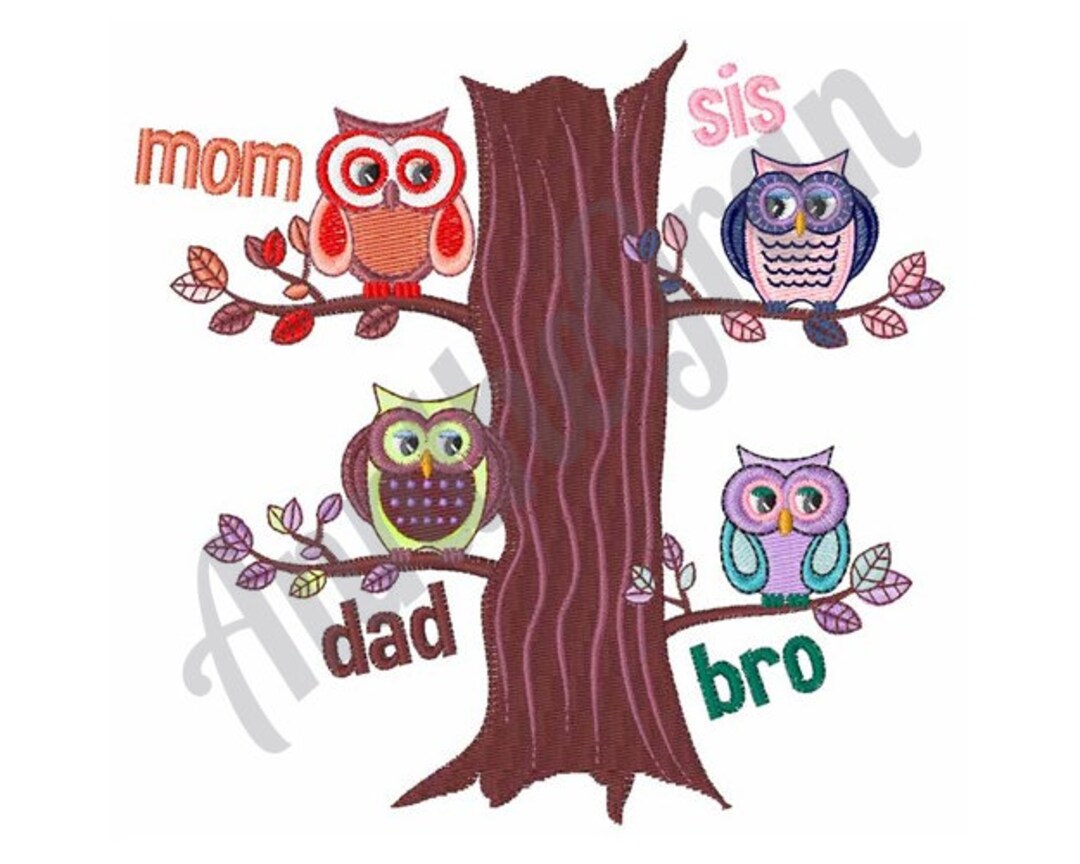 Owl Family Embroidery Design. Dad Embroidery Design. Mom Embroidery Design. Brother Embroidery ...