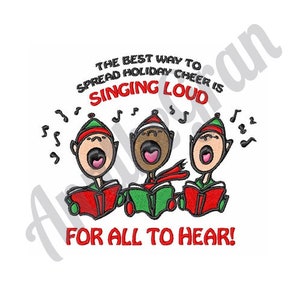 Christmas Carolers Embroidery Design. Machine Embroidery Design. Caroler Embroidery Design. Singing Embroidery Design. Christmas Song Design