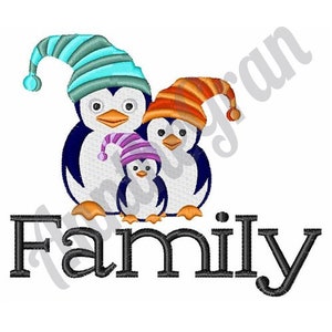 Penguin Family Embroidery Design. Machine Embroidery Design. Penguin Embroidery Pattern. Penguin Mother Embroidery Pattern. Penguin Children