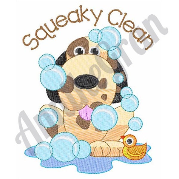 Puppy Bath Embroidery Design. Machine Embroidery Design. Bubble Dog Shower Design. Pet Groomer Embroidery Pattern. Squeaky Clean Dog Pattern