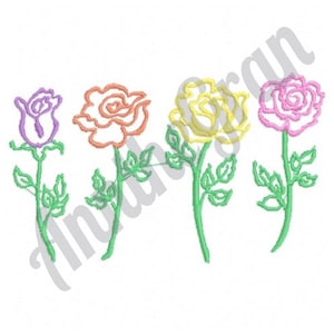 Roses Border Outline Embroidery Design. Machine Embroidery Design. Roses Outline Embroidery Pattern. Flower Outline Design. Floral Border