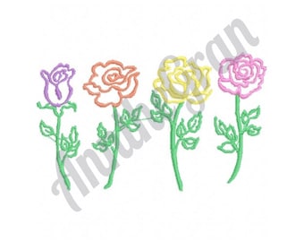 Roses Border Outline Embroidery Design. Machine Embroidery Design. Roses Outline Embroidery Pattern. Flower Outline Design. Floral Border