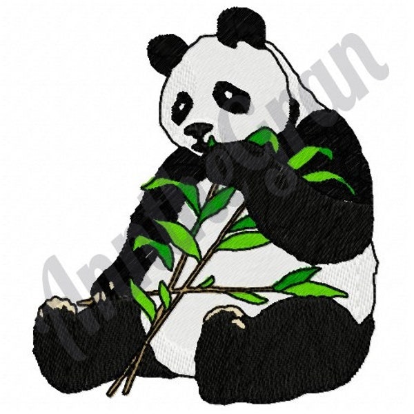 Giant Panda Eating Bamboo Embroidery Design. Machine Embroidery Design. Panda Embroidery Pattern. Giant Panda Design. Panda Bear Pattern