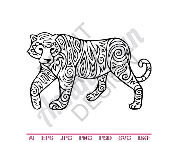 Download Tribal Tiger Svg Dxf Eps Png Jpg Vector Art Clipart Cut Etsy
