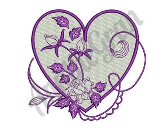 Mother's Day Heart Embroidery Design. Machine Embroidery Design. Rose Buds Heart Design. Valentines Pattern. Decorated Flower Heart Pattern