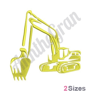 Realistic Excavator Outline - Machine Embroidery Design - 2 Sizes