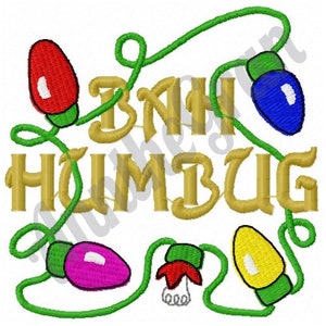 Christmas Lights Embroidery Design. Machine Embroidery Design. Bah Humbug Pattern. Xmas Lights Embroidery Design. Tree Lights Pattern