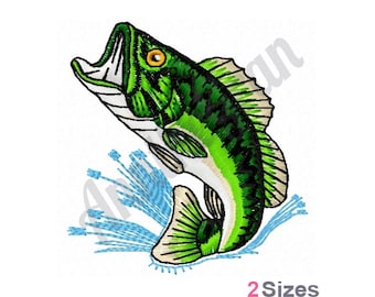 Bass Embroidery Design. Machine Embroidery Design. Fishing Embroidery. Fish Pattern. Sea Bass Embroidery Design. Green Bass Pattern