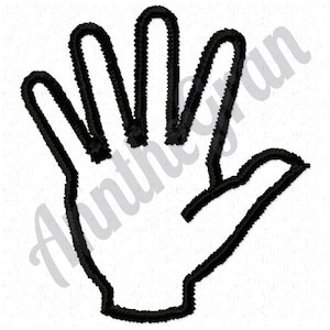 Hand - Machine Embroidery Design. Right Hand Embroidery Pattern. Palm Outline Embroidery Design