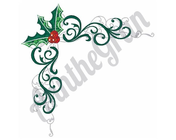 Christmas Holly Corner Embroidery Design. Christmas Border Pattern. Holly  Corner Embroidery Design. Machine Embroidery Design. Xmas Corner - Etsy