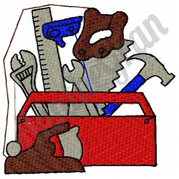 Construction Worker Tool Box Embroidery Design. Machine Embroidery Design. Builder Tool Box Pattern. Tools Embroidery Pattern Toolkit Design