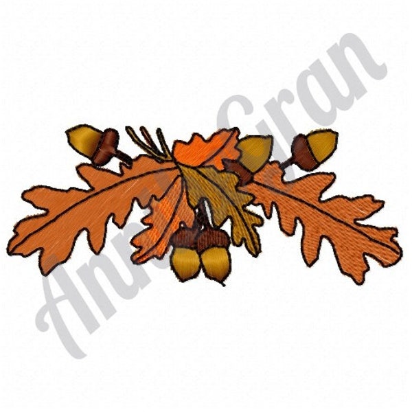 Acorn - Machine Embroidery Design. Oak Leaf Embroidery Pattern. Autumn Leaves Embroidery Design. Acorn Nut Embroidery Design