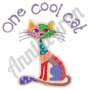 One Cool Cat Embroidery Design. Machine Embroidery Design. Cat Embroidery Pattern. Kitten Embroidery Pattern. Kitty Cat Embroidery Design