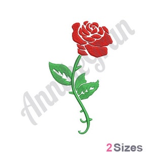 Thorny Rose - Machine Embroidery Design, Red Rose Embroidery Pattern. Valentine&#39;s Day Rose Embroidery Design. Artistic Rose Embroidery