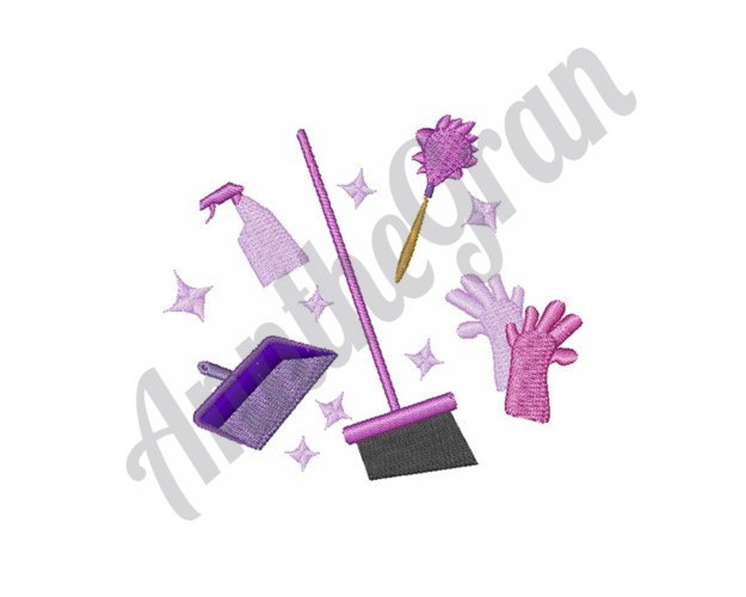 Housekeeping Equipment Machine Embroidery Design, Cleaning Tools